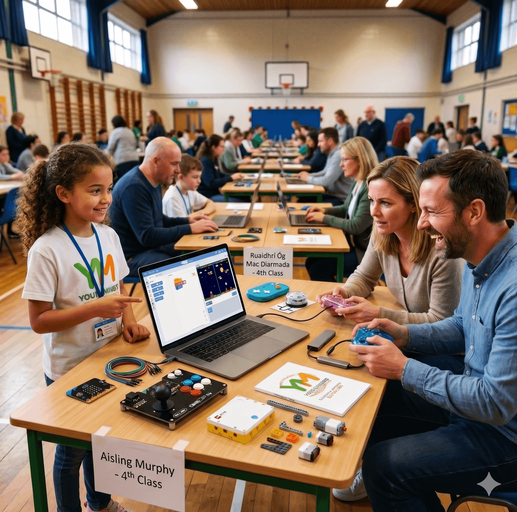 Parents and students at a YoungMinds school showcase